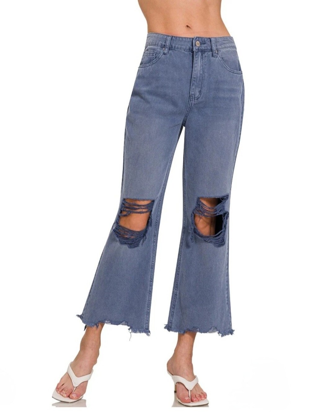 NWT Zenana Distressed Blackberry Crop Denim Jeans